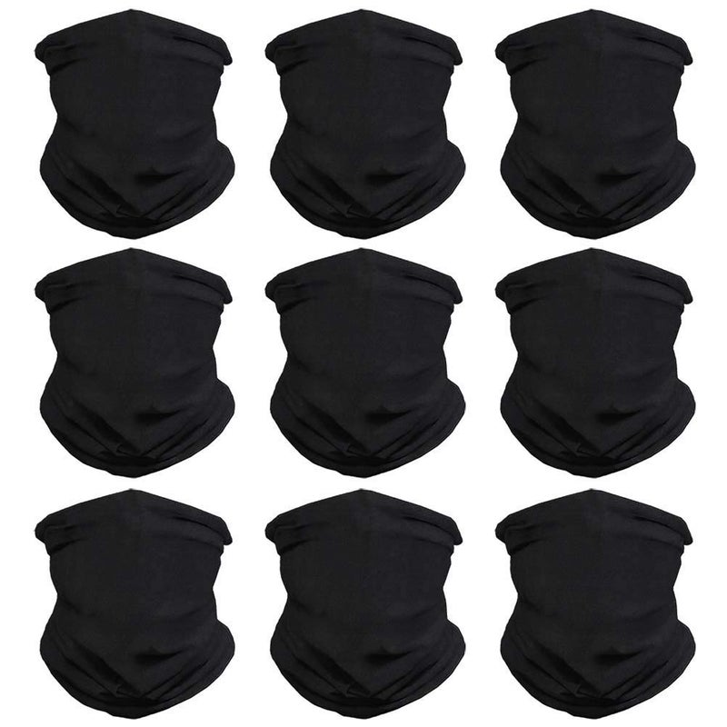 VCZUIUC Headwear Bandana Head Wrap Face Scarf Mask Neck Warmer Balaclava for Sports (One Size, 9PCS Black) - Image 1